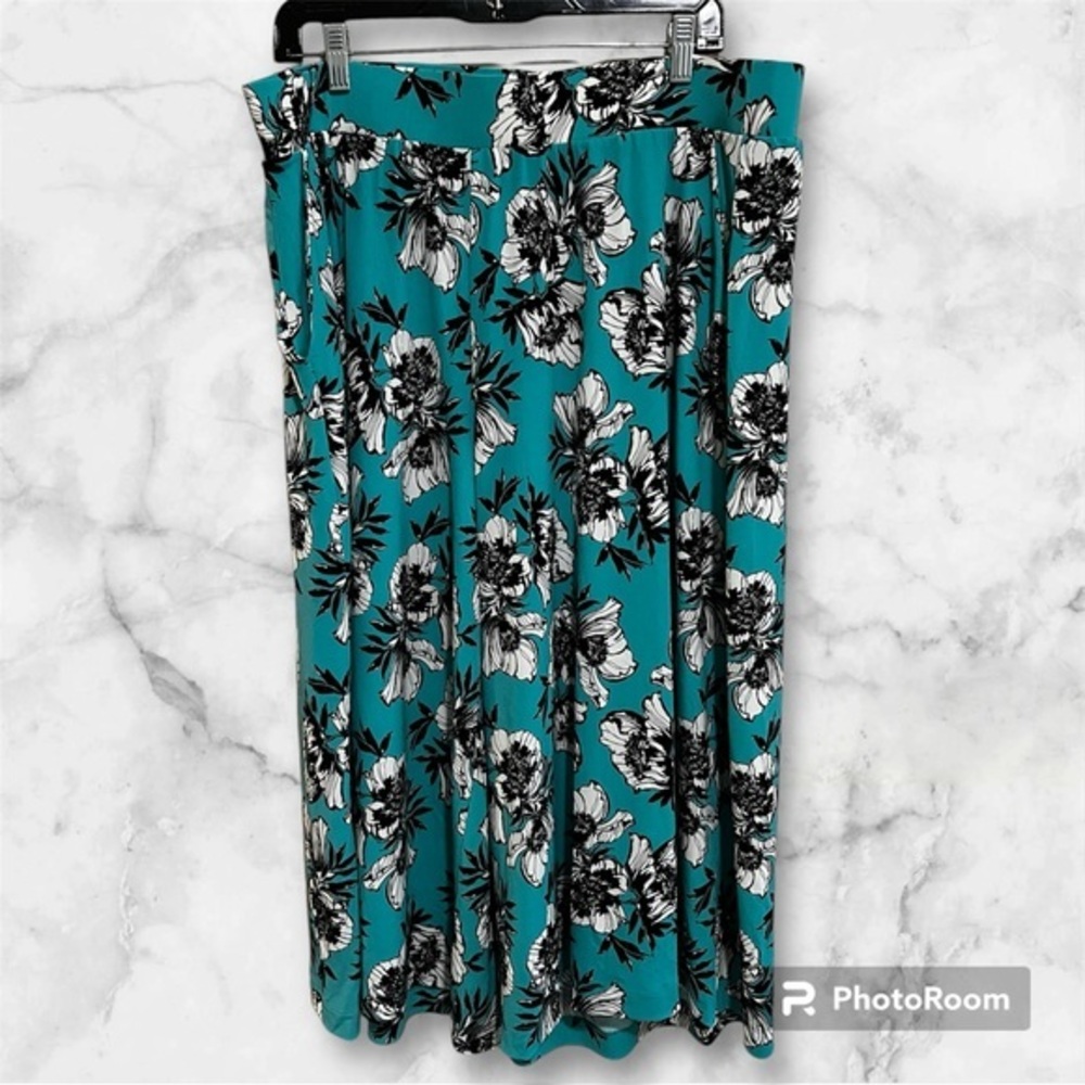 Womens Plus Lane Bryant Wide Leg Pants, 18/20, Teal, Floral Print With Pockets